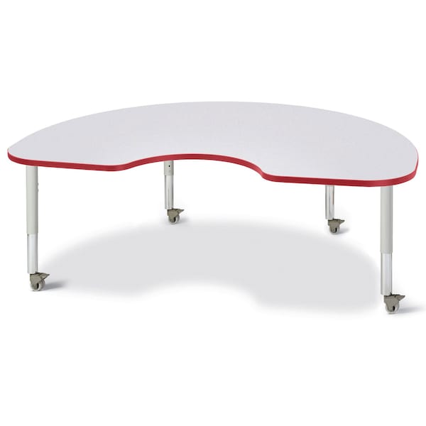Berries Kidney Activity Table, 48 in. x 72 in., Mobile, Freckled Gray/Red/Gray